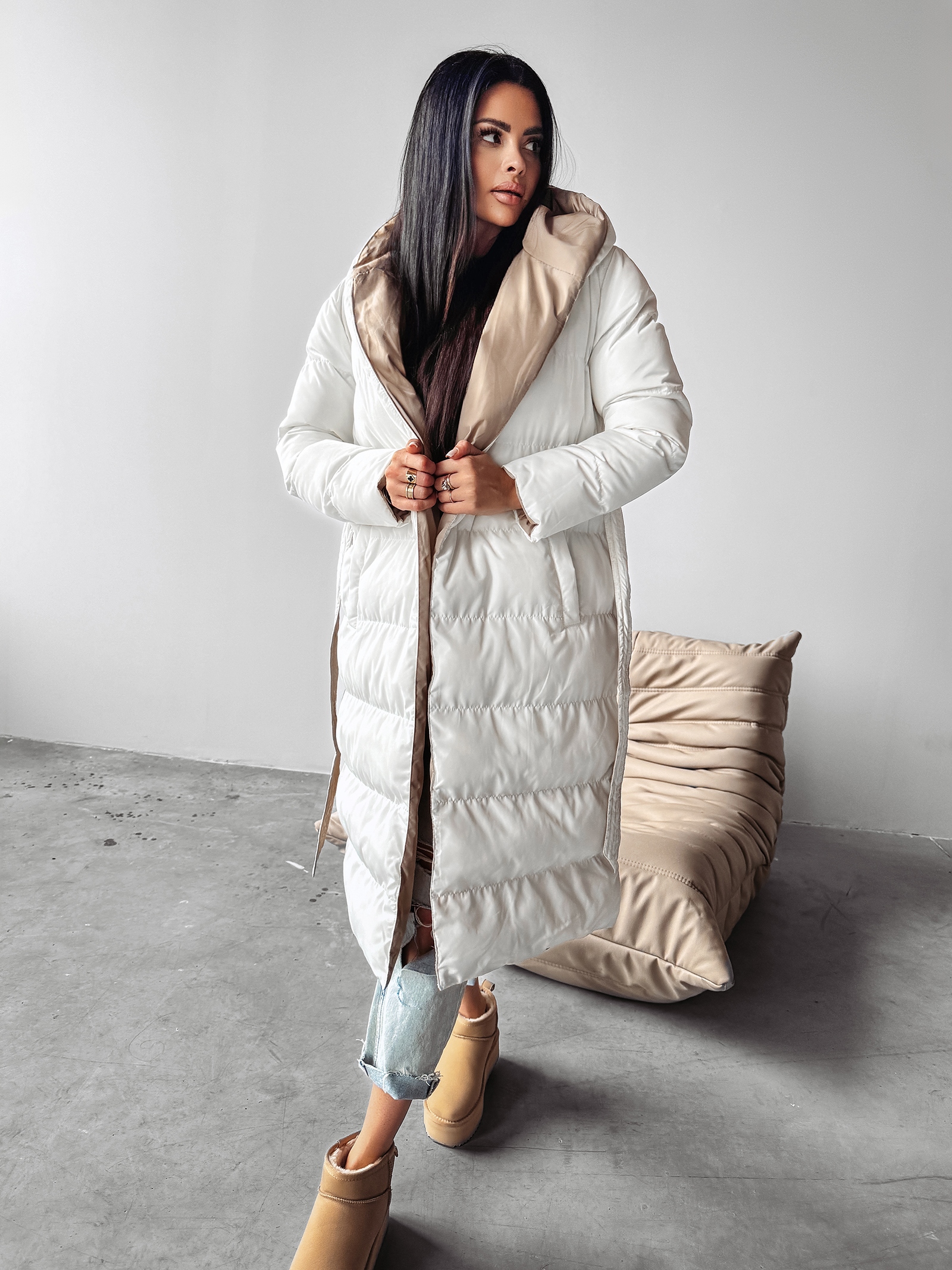 Kurtka dwustronna MARYLIN OLAVOGA ecru-beż Kurtka dwustronna MARYLIN OLAVOGA ecru-beż