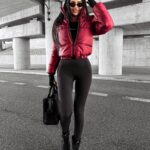 Kurtka puchowa bomber OLVERA OLAVOGA bordowa