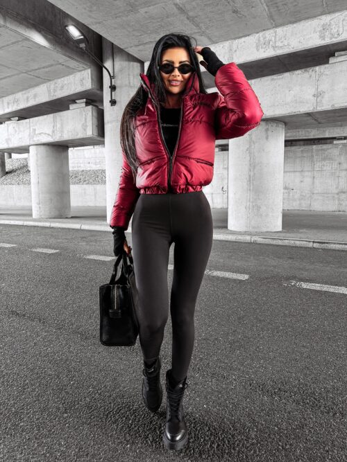 Kurtka puchowa bomber OLVERA OLAVOGA bordowa