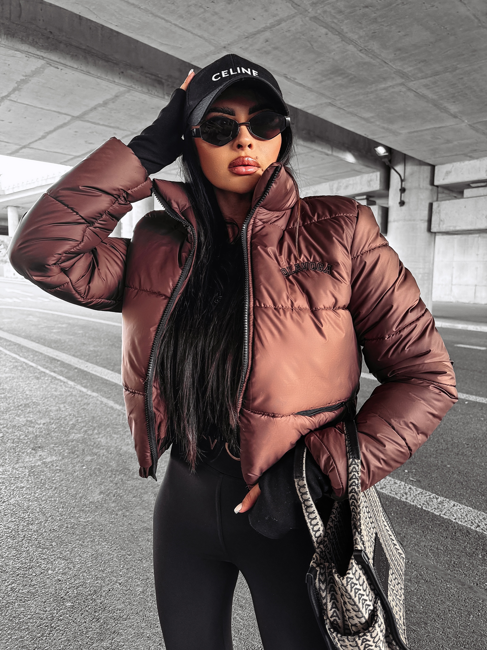 Kurtka puchowa bomber OLVERA OLAVOGA brązowa