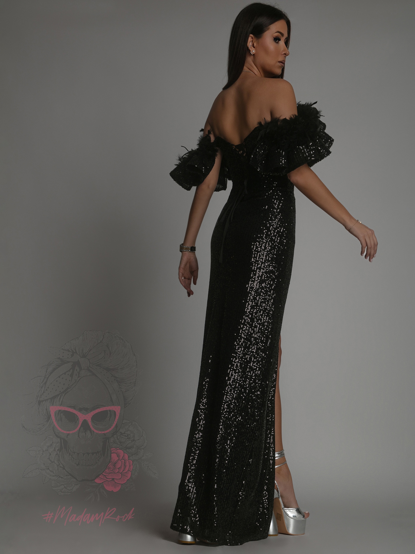 Sukienka maxi cekinowa NB Gisell czarna