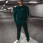 Komplet męski dresowy Stripes Men Ola Voga butelkowa zieleń