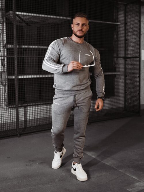 Komplet męski dresowy STRIPES MEN OLAVOGA szary melanż