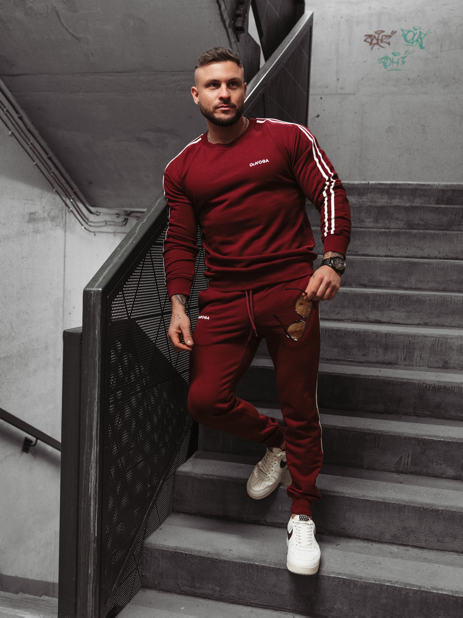 Komplet męski dresowy Stripes Men Ola Voga bordowy