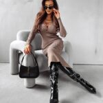 Sukienka z wiązaniem Kimi Ola Voga brązowa