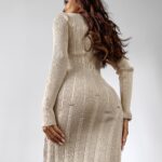 Sukienka dopasowana prążkowana Bitsy Ola Voga beżowa