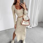 Komplet prążkowany CANDI OLAVOGA beżowy