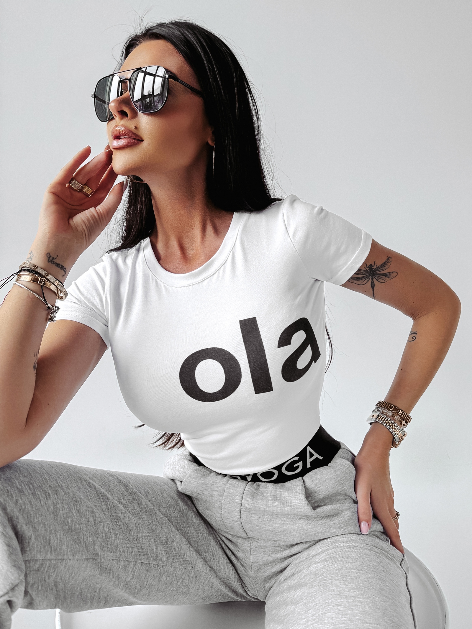 T-shirt dopasowany Estera Ola Voga biały