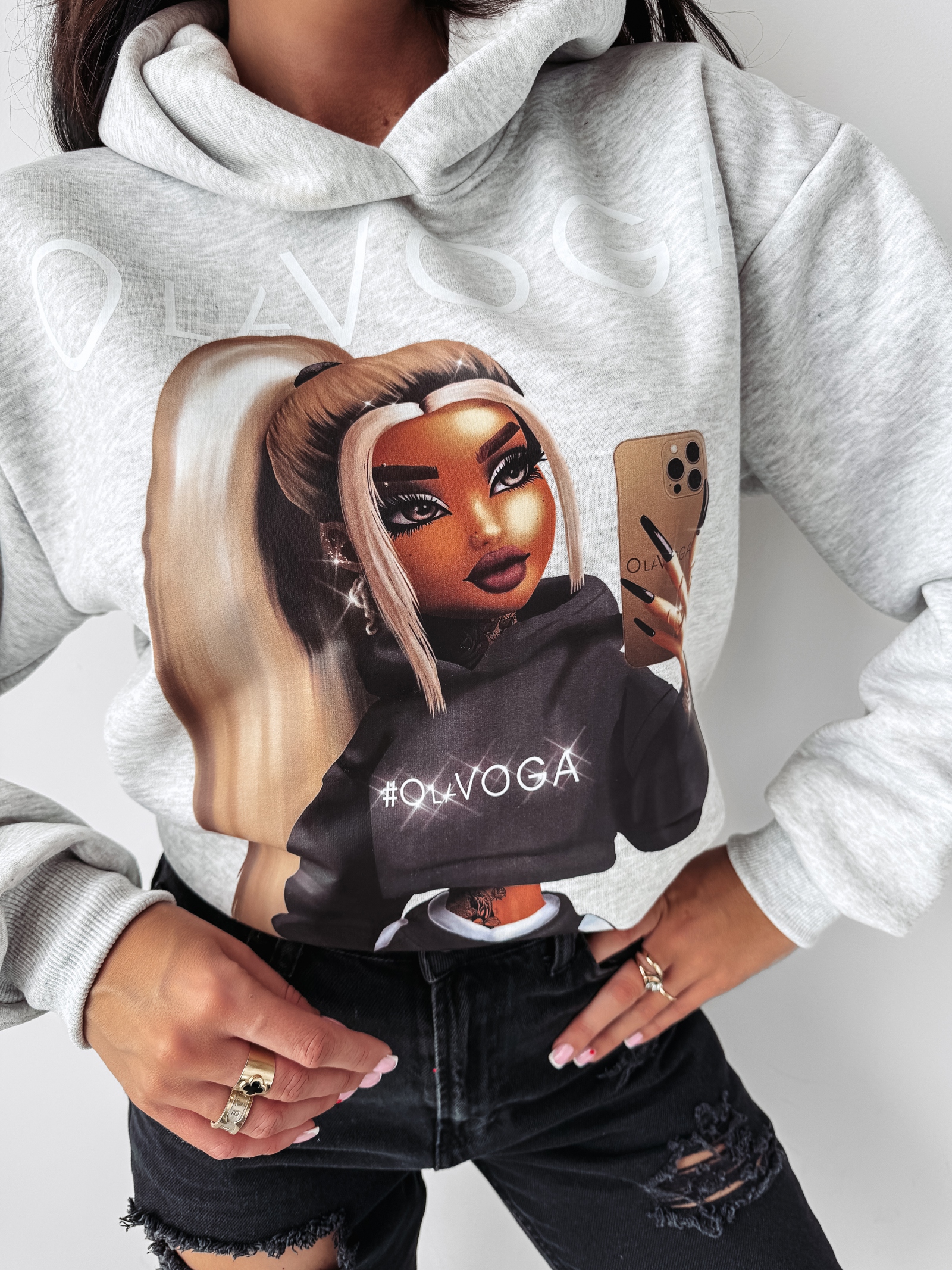 Bluza z kapturem Megan Ola Voga szara