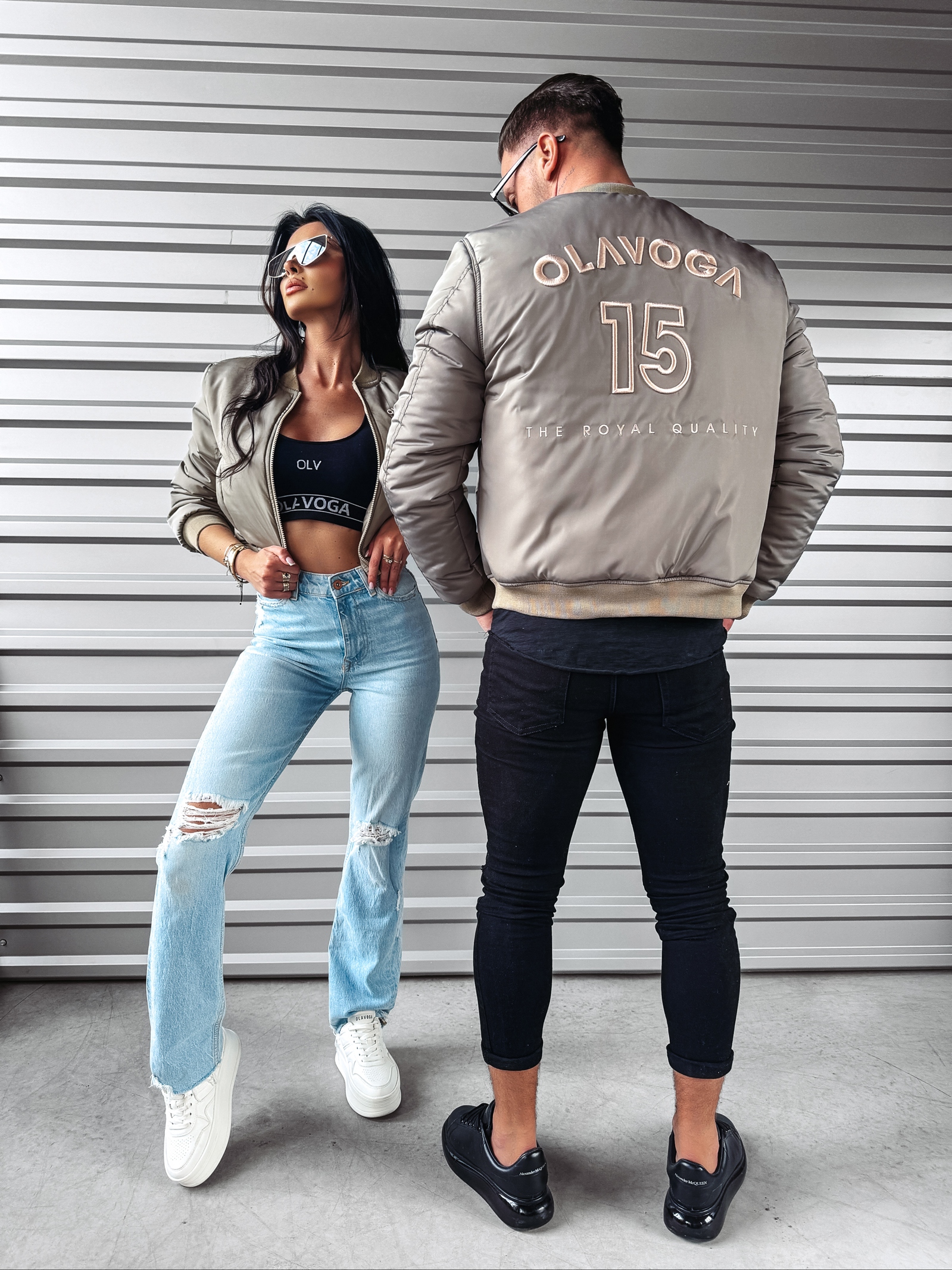 Kurtka damska logowana BOMBER OLAVOGA khaki