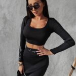 Komplet damski prążkowany MILANO OLAVOGA czarny