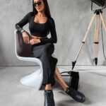 Komplet damski prążkowany MILANO OLAVOGA czarny