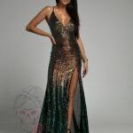 Sukienka z cekinami I'm Fabulous butelkowa zieleń