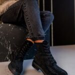 Botki z cyrkoniami Rock Kire czarne