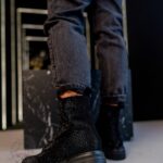 Botki z cyrkoniami Rock Kire czarne