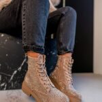 Botki z cyrkoniami Rock Kire beżowe