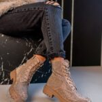 Botki z cyrkoniami Rock Kire beżowe