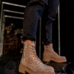 Botki z cyrkoniami Rock Kire beżowe