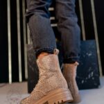 Botki z cyrkoniami Rock Kire beżowe