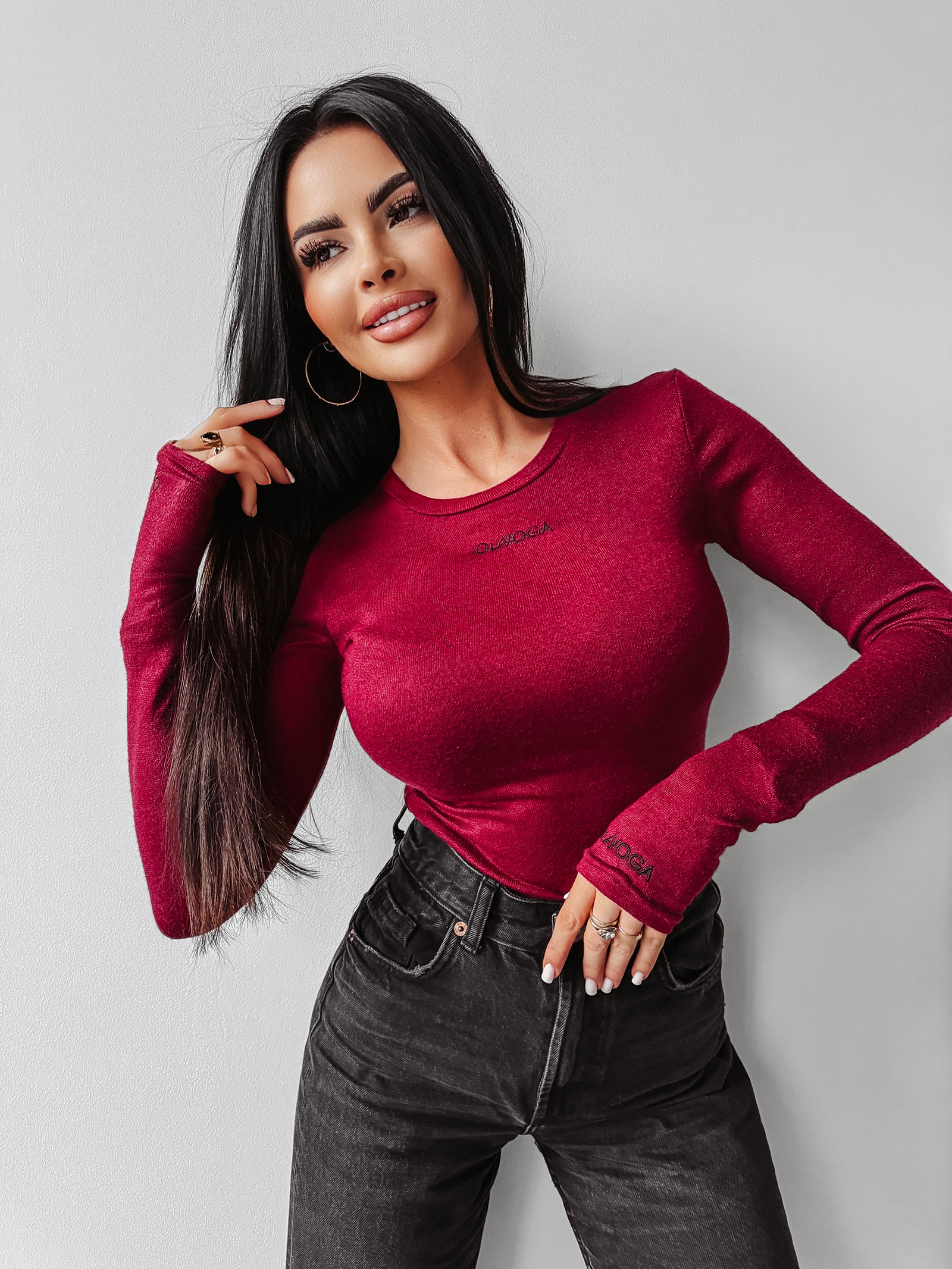 Bluzka przylegająca MOHI OLAVOGA bordowa