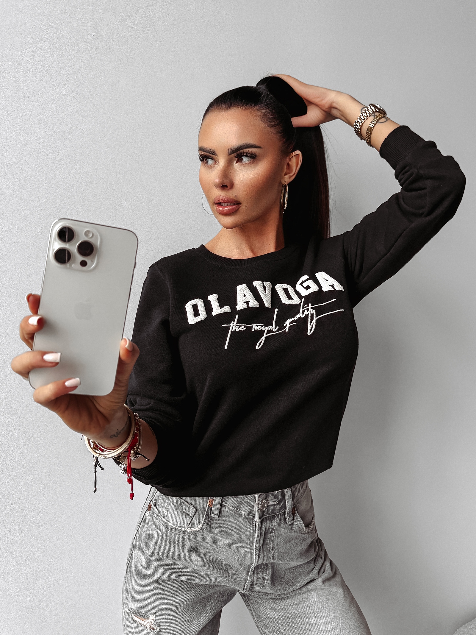 Bluza bawełniana INSERTO OLAVOGA czarna