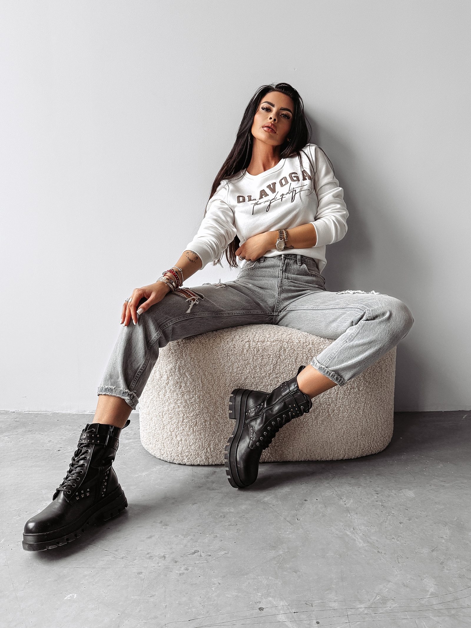 Bluza bawełniana INSERTO OLAVOGA ecru