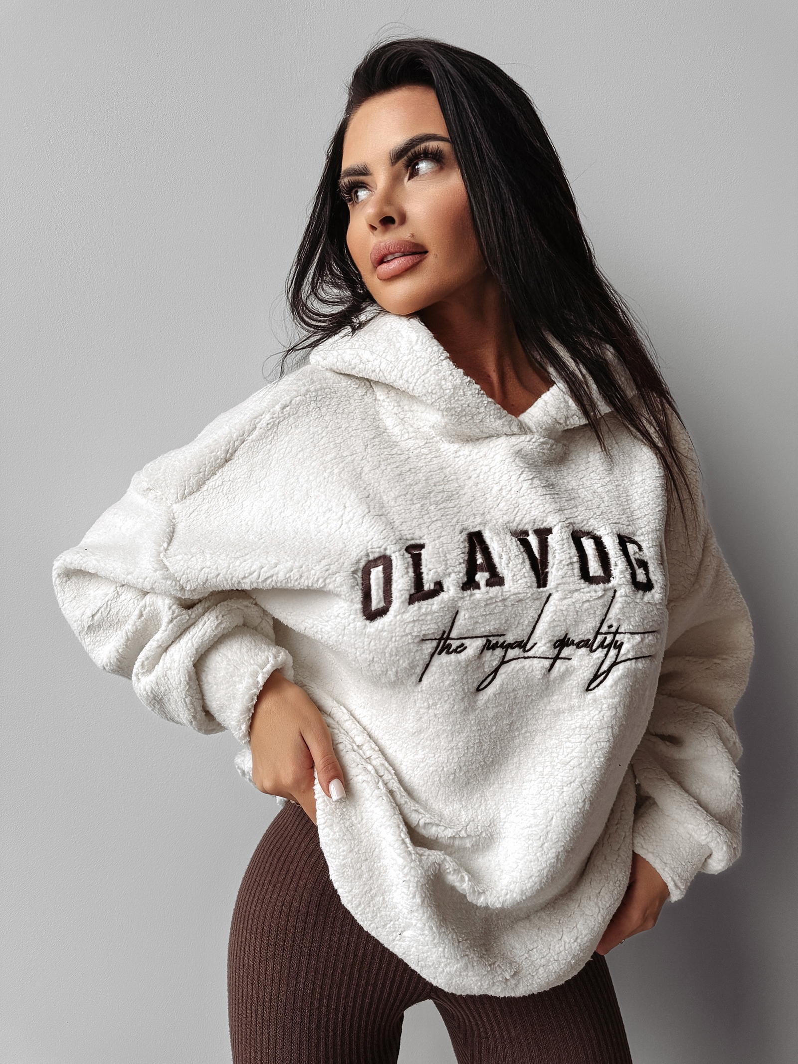 Bluza hoodie AGNELI OLAVOGA ecru