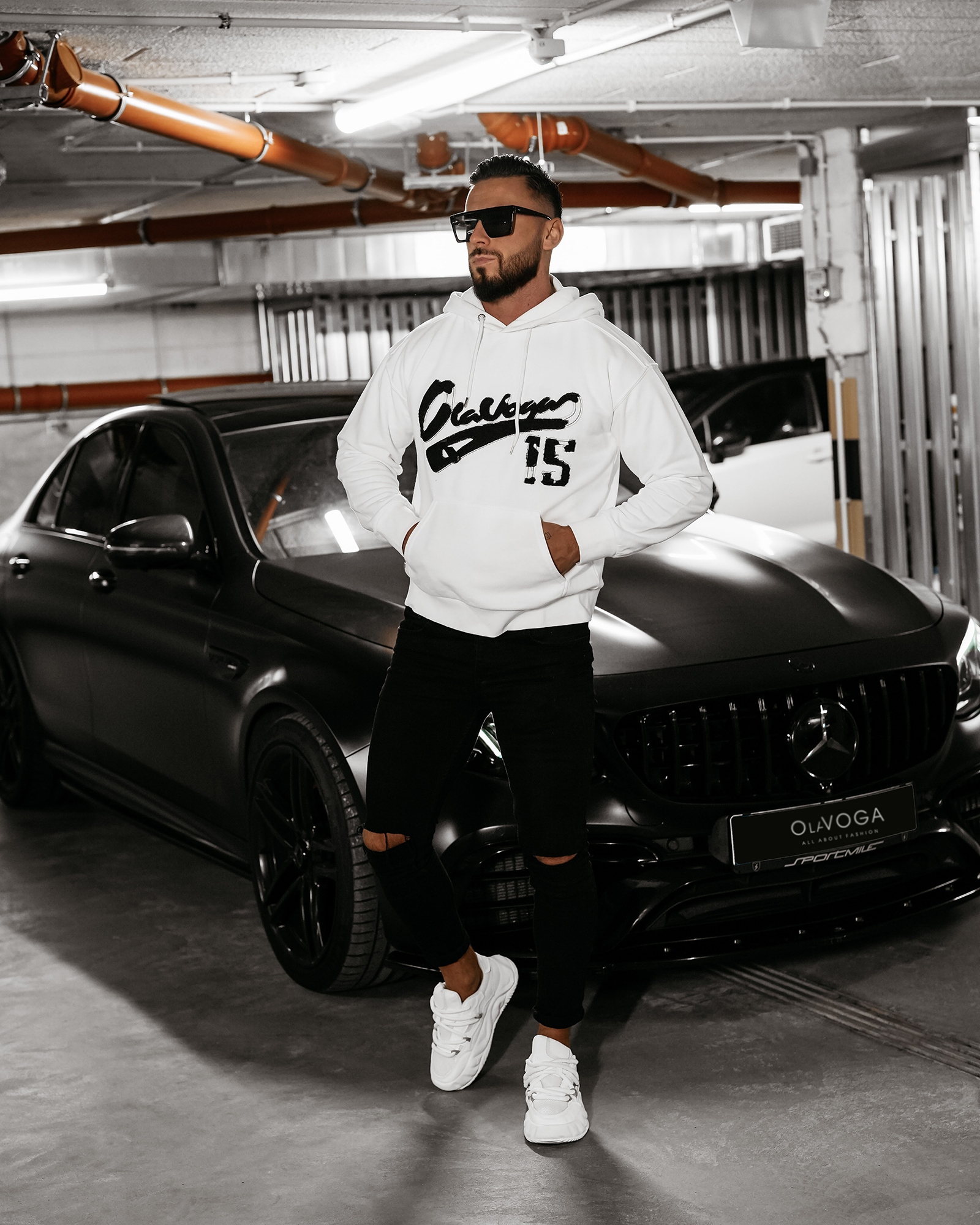 Bluza męska z kapturem WILD OLAVOGA ecru