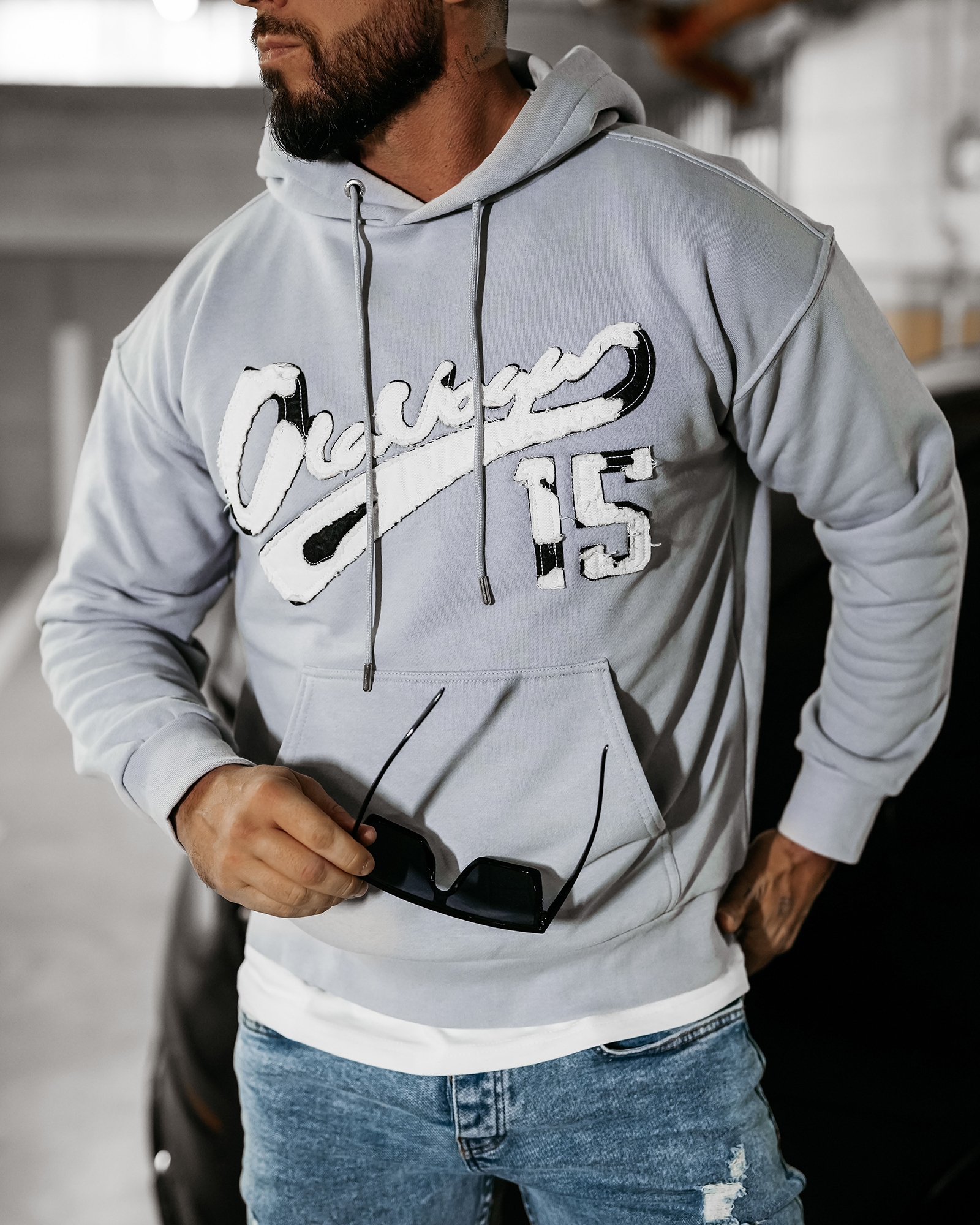 Bluza męska z kapturem WILD OLAVOGA szara