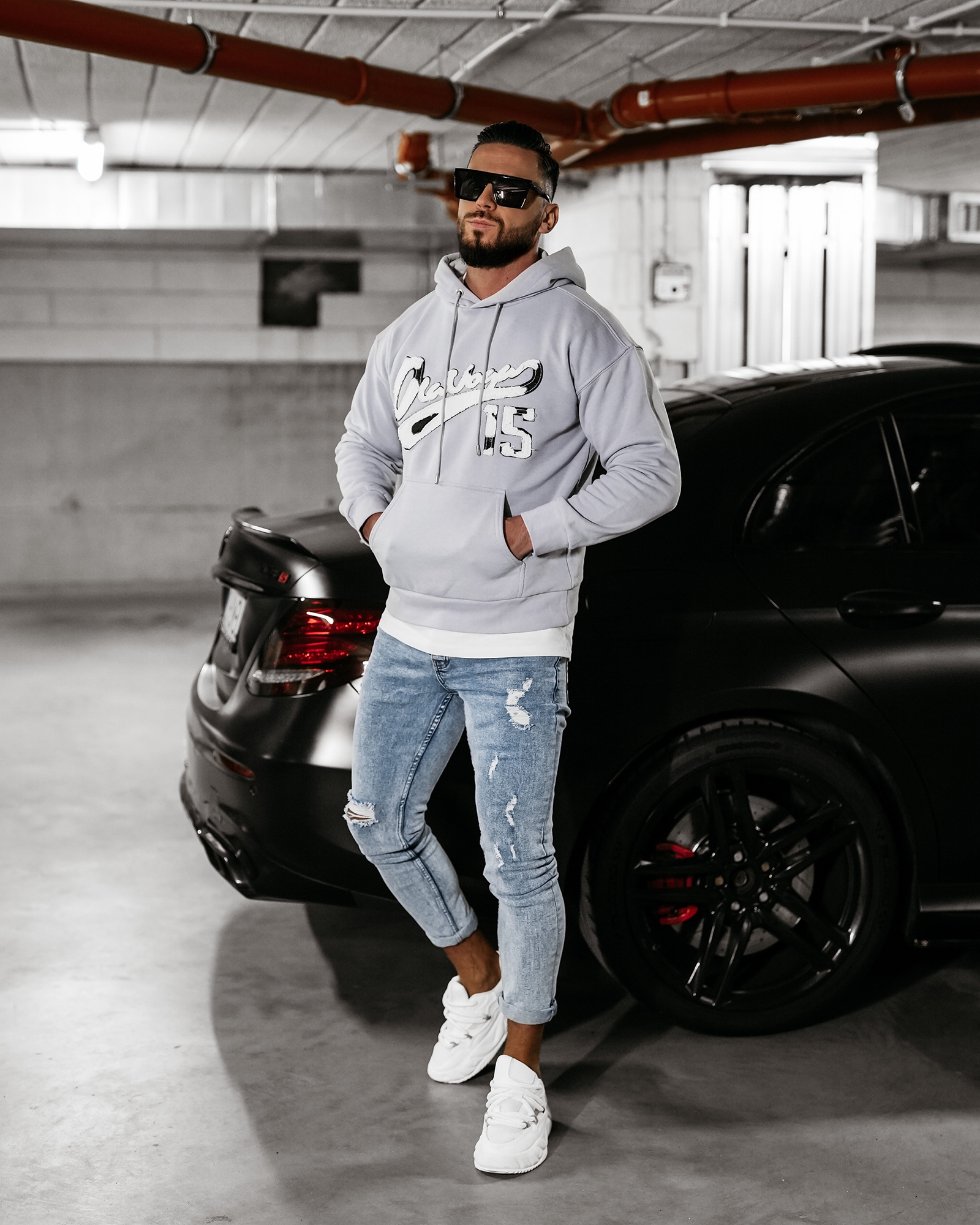 Bluza męska z kapturem WILD OLAVOGA szara