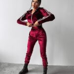 Komplet welurowy JUNTO OLAVOGA bordowy