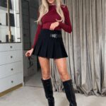 Bluzka elastyczna Sorosi bordowa