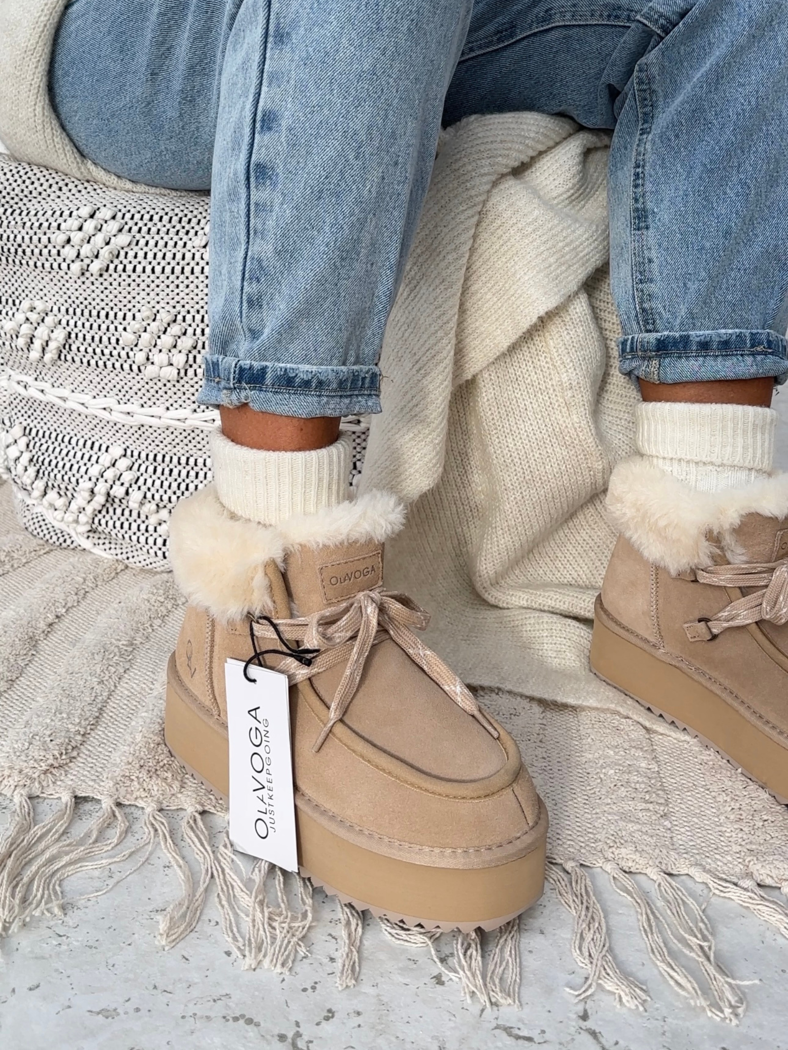 Buty śniegowce damskie VITTY OLAVOGA beżowe