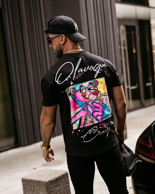 T-shirt męski z nadrukiem pantery Hunter Ola Voga czarny