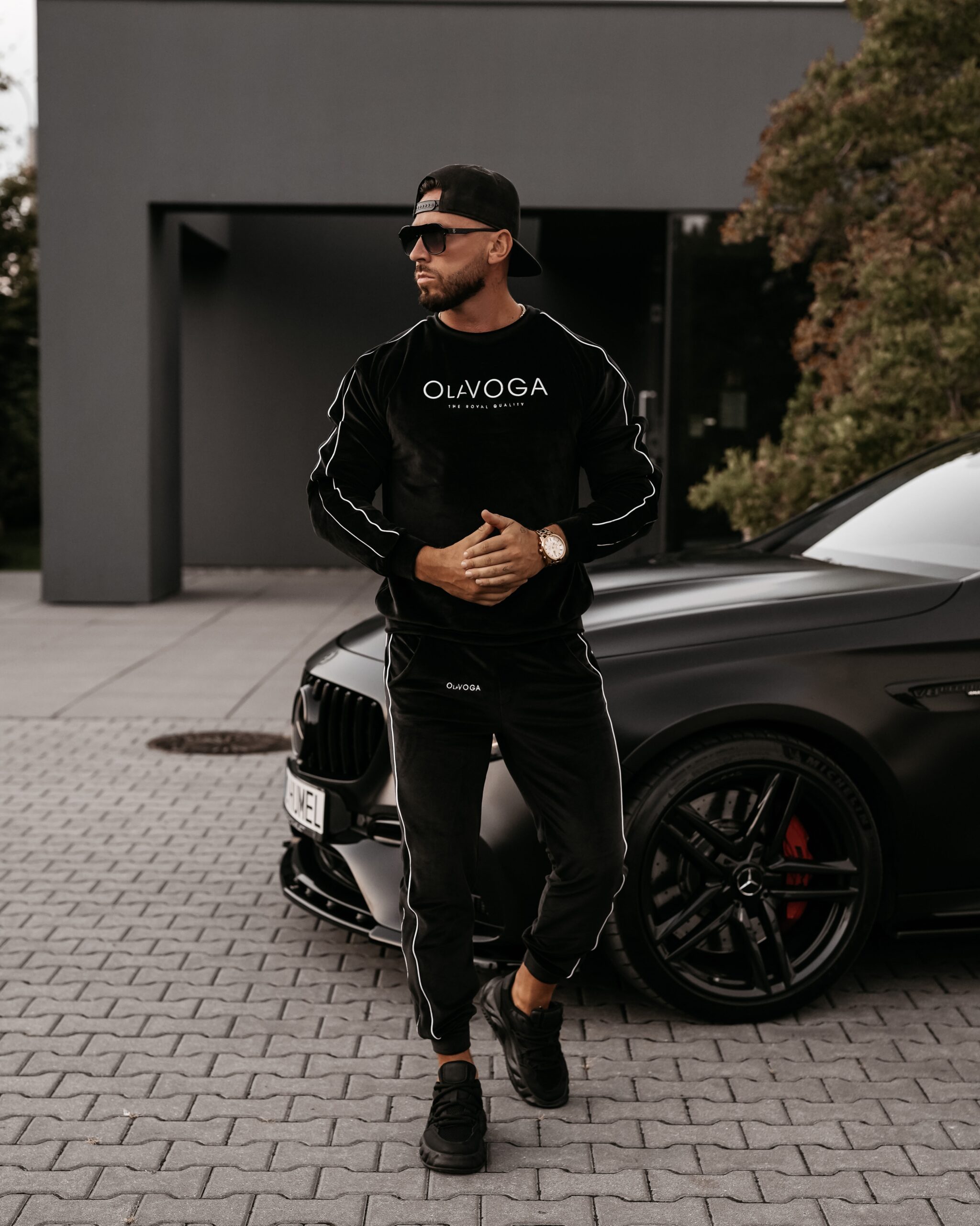 Dres męski welurowy DRESSY MEN OLAVOGA czarny