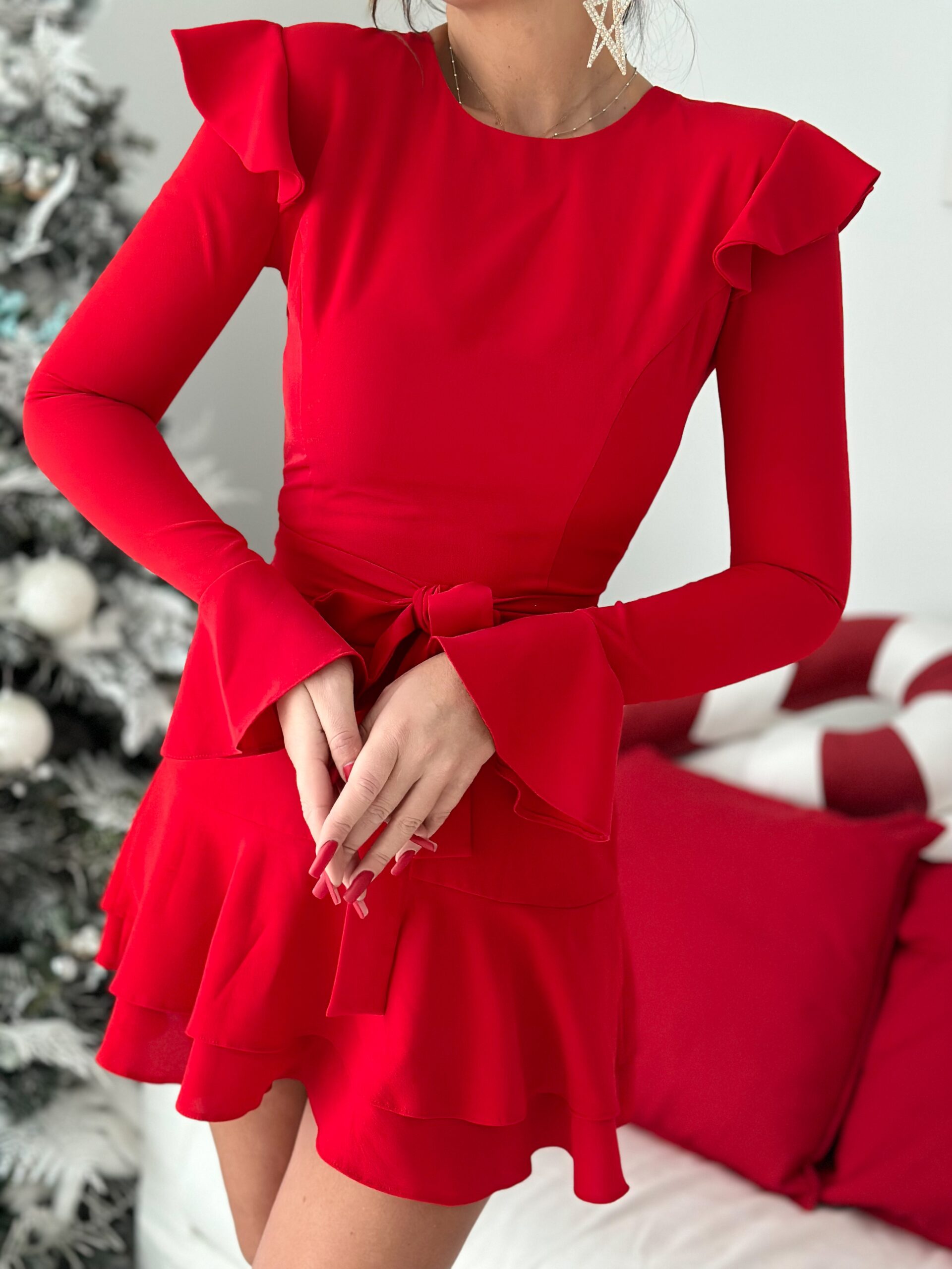 Sukienka rozkloszowana NB Palipa czerwona