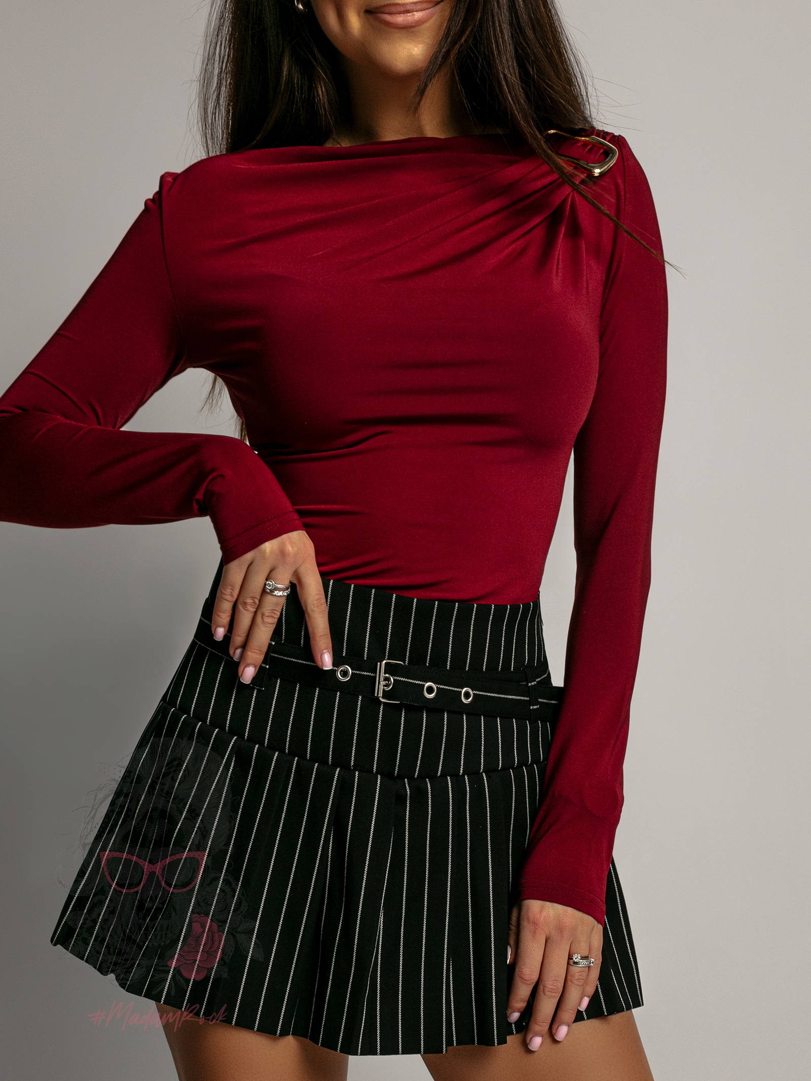 Bluzka elastyczna Sorosi bordowa