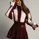 Sweter golf Dobble biało-bordowy