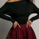 Spódnica rozkloszowana midi MC Hollywood bordowa