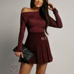 Bluzka z lejącym dekoltem Litsa bordowa