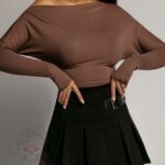 Bluzka z lejącym dekoltem Litsa cappuccino