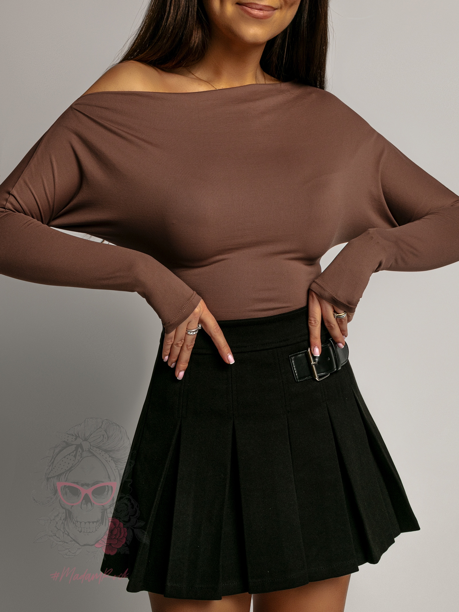 Bluzka z lejącym dekoltem Litsa cappuccino