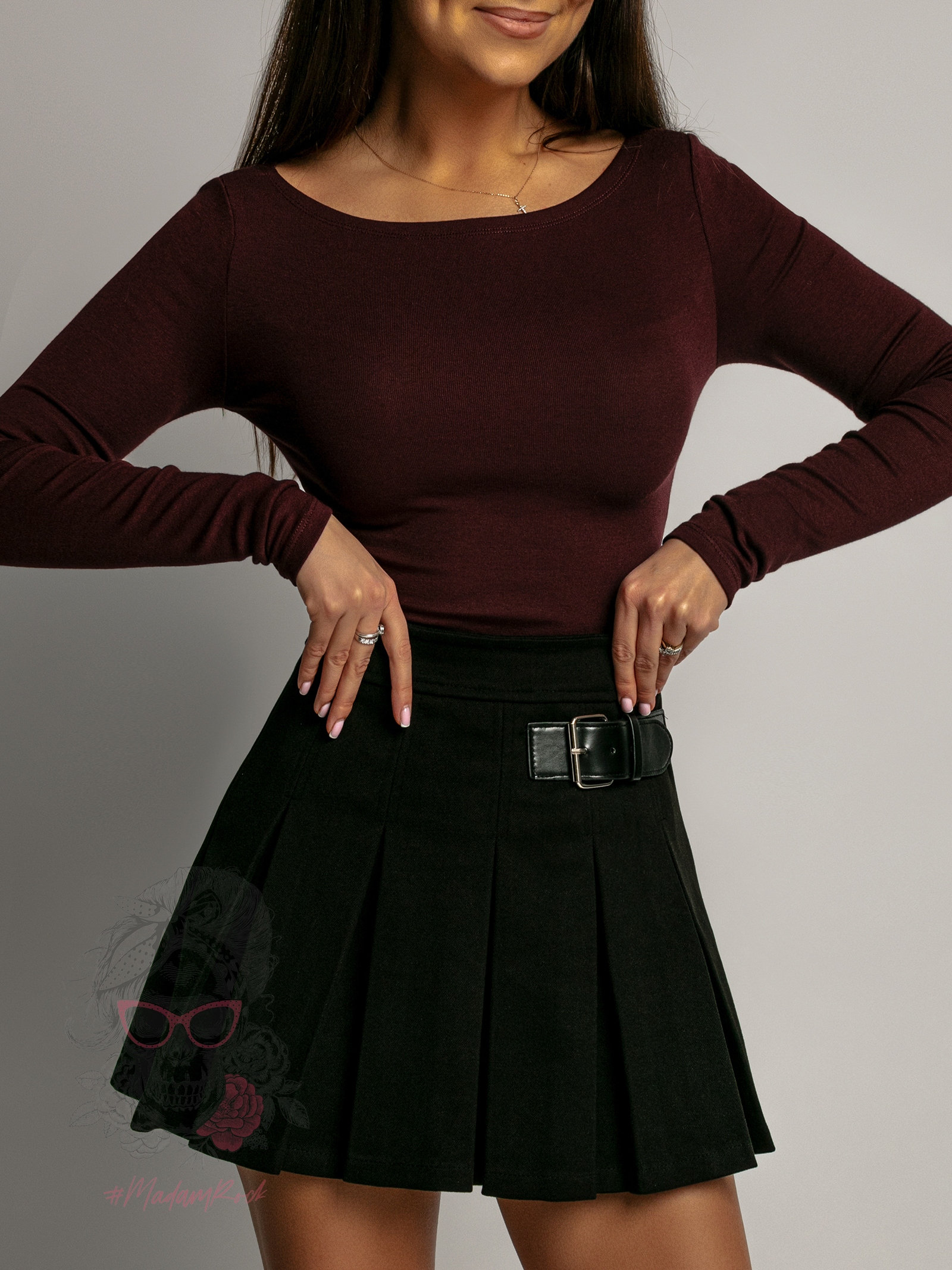 Bluzka basic na długi rękaw Osso bordowa Bluzka basic na długi rękaw Osso bordowa