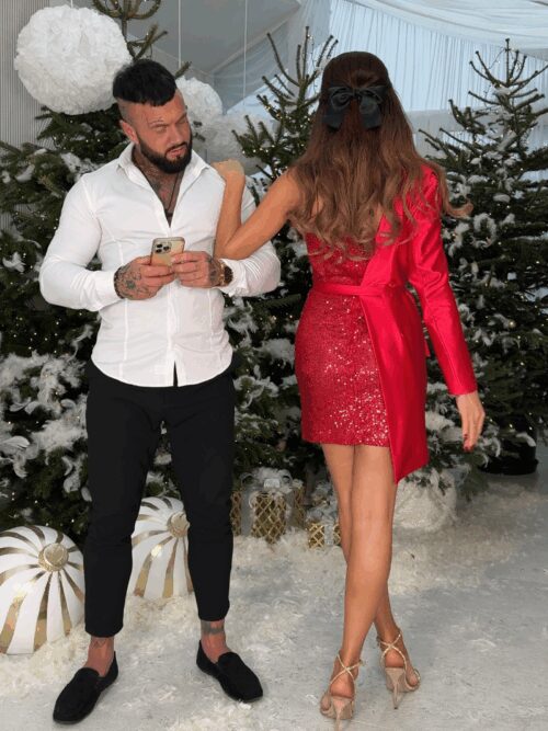 Sukienko-marynarka NB Drea cekinowa czerwona