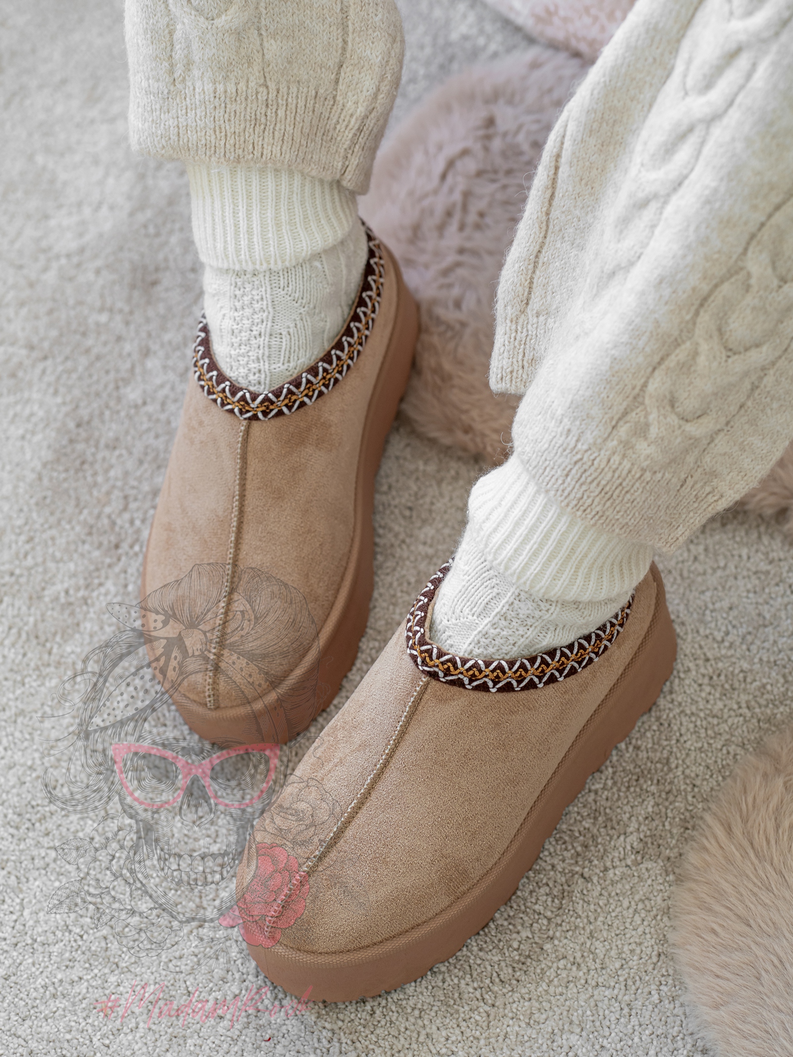 Śniegowce odkryte Madam Gobby c. beżowe