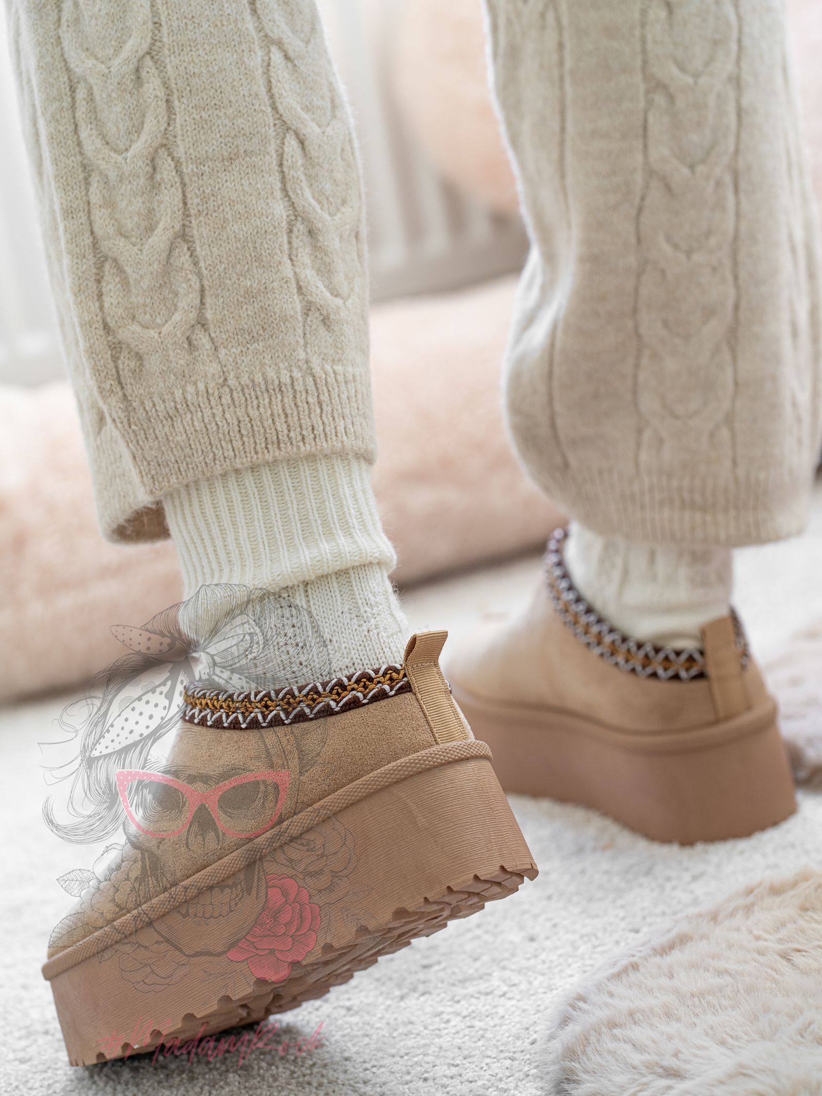 Śniegowce odkryte Madam Gobby c. beżowe