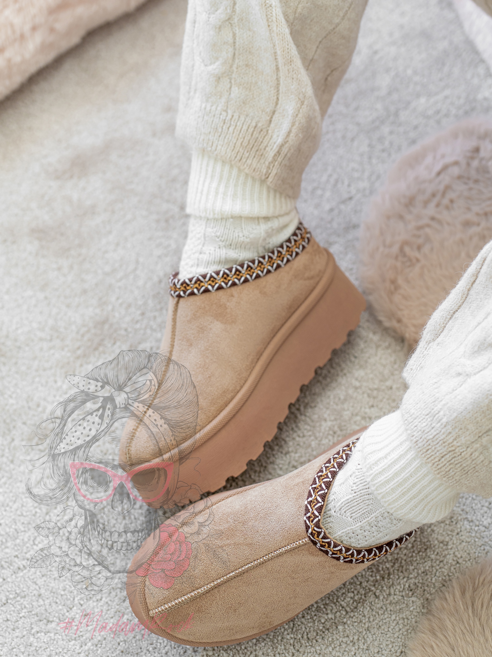 Śniegowce odkryte Madam Gobby c. beżowe