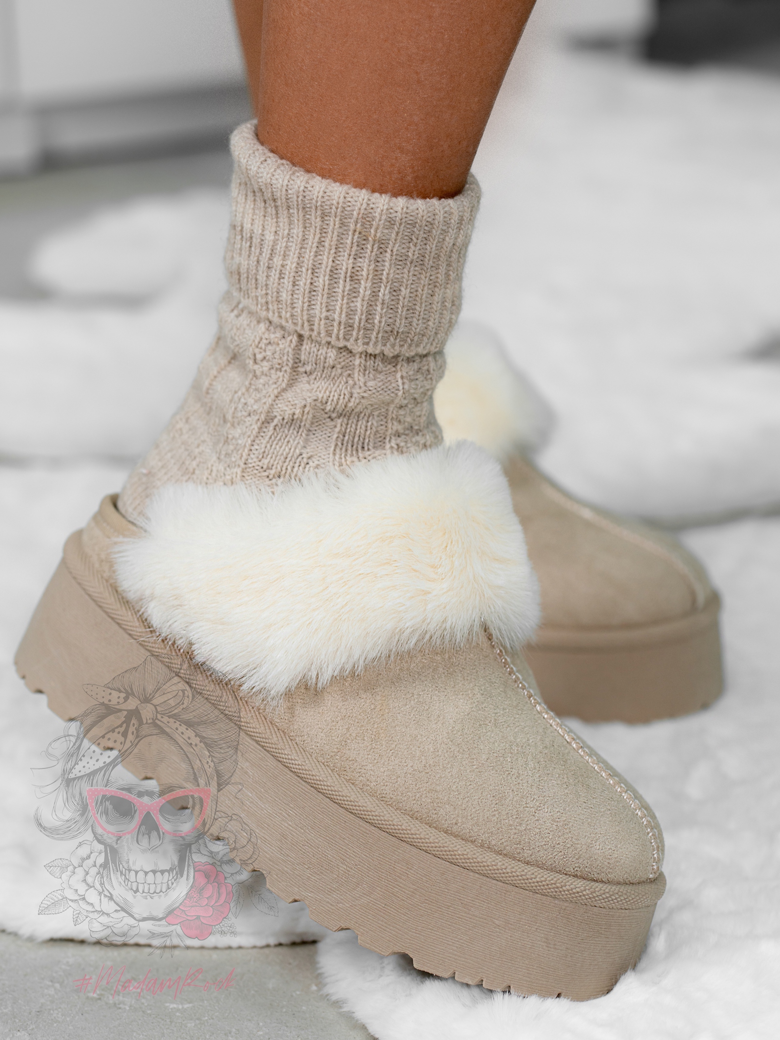 Śniegowce odkryte Madam Gosh beżowe