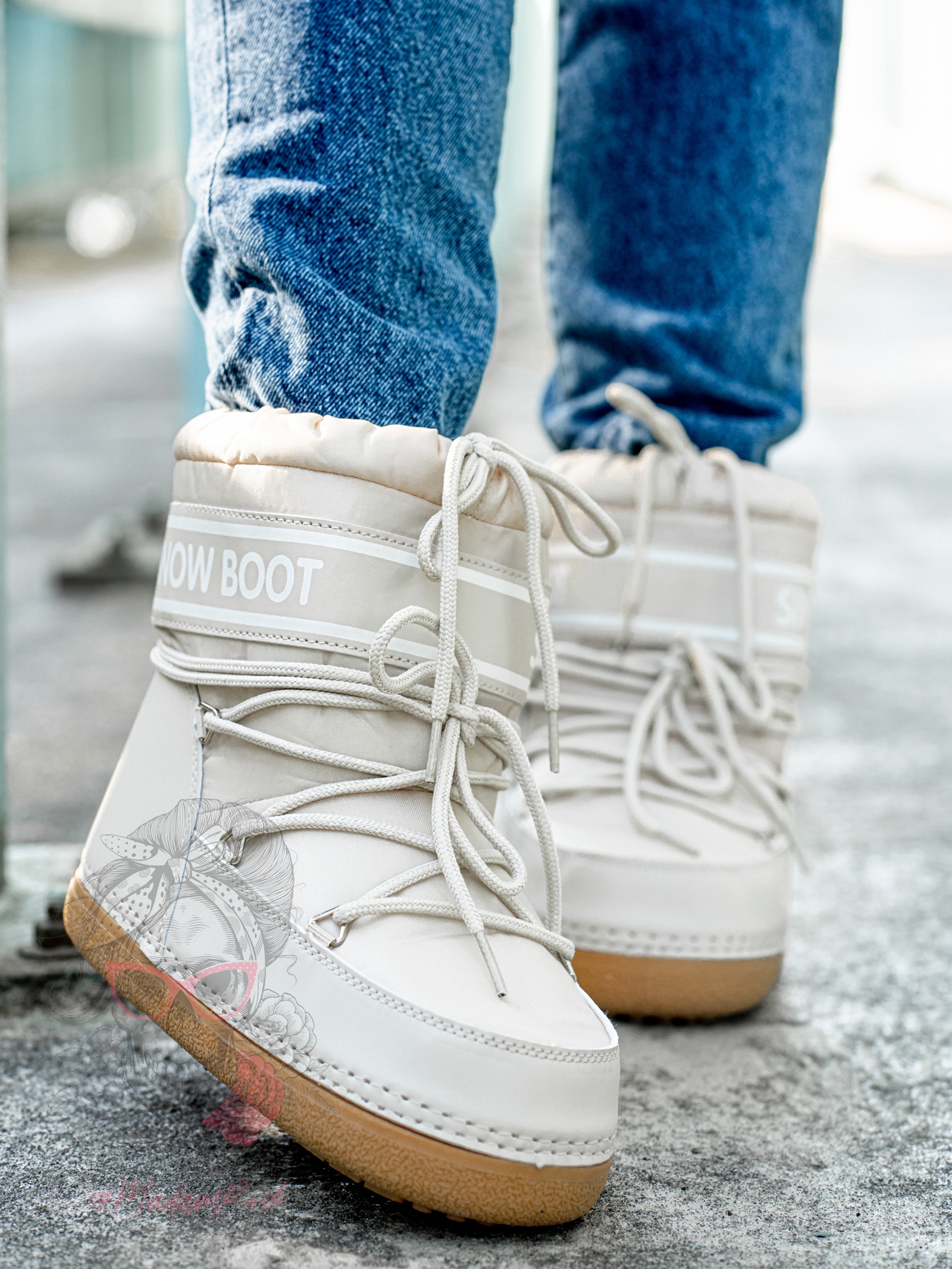 Śniegowce Madam Snow Boots Short beżowe