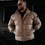 Kurtka męska z kołnierzem FLOW OLAVOGA beżowa